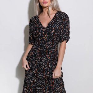 Kittenish Macy Black Printed Maxi Dress Small(2-4)